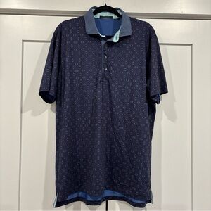 Greyson Golf Shirt Polo Night Fly Geometric Print Large Blue